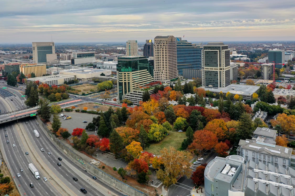Sacramento downtown skyline in autumn